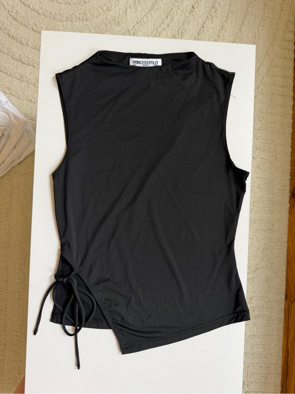 Princess Polly Black Sleeveless Side-Tie Tank